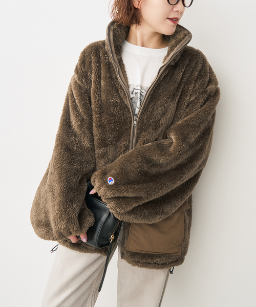 Spick & Span(スピックアンドスパン)の「《別注 / 》Champion / チャンピオン*SS ボアブルゾン(ブルゾン・レディース・ブラウン/ホワイト/ブラック・FREE)」の3枚目の写真