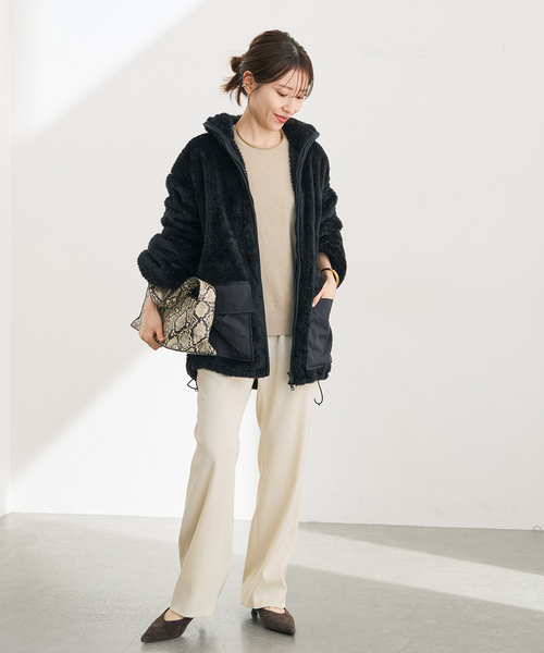 Spick & Span(スピックアンドスパン)の「《別注 / 》Champion / チャンピオン*SS ボアブルゾン(ブルゾン・レディース・ブラウン/ホワイト/ブラック・FREE)」の4枚目の写真