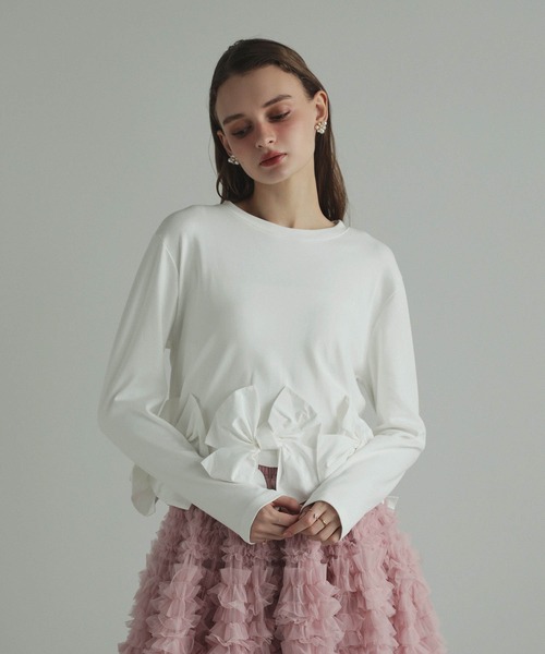 MERAKI(メラキ)の「リボンヘムカットトップス(その他トップス・レディース・ホワイト/ブラック系その他/ブラック/ホワイト系その他・FREE)」の2枚目の写真