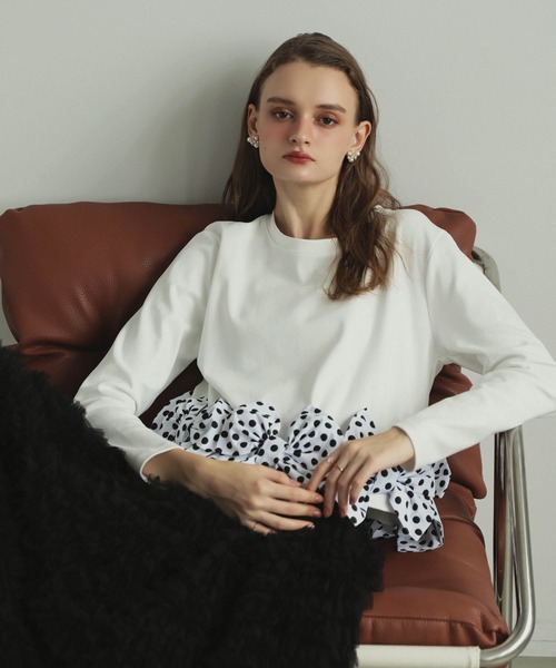 MERAKI(メラキ)の「リボンヘムカットトップス(その他トップス・レディース・ホワイト/ブラック系その他/ブラック/ホワイト系その他・FREE)」の5枚目の写真