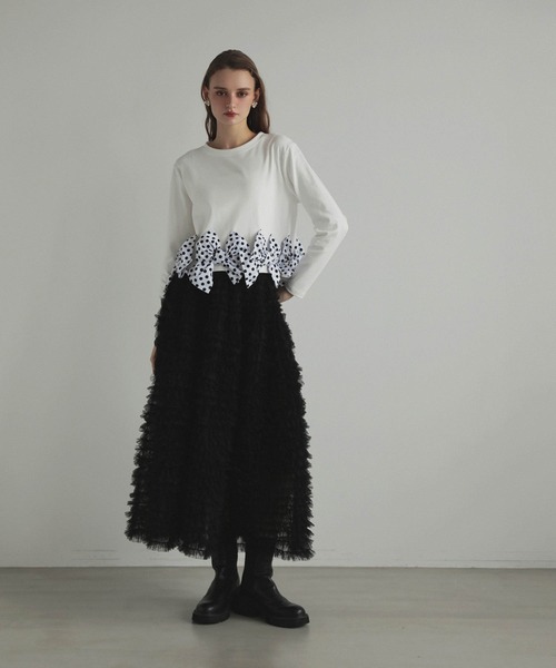 MERAKI(メラキ)の「リボンヘムカットトップス(その他トップス・レディース・ホワイト/ブラック系その他/ブラック/ホワイト系その他・FREE)」の6枚目の写真