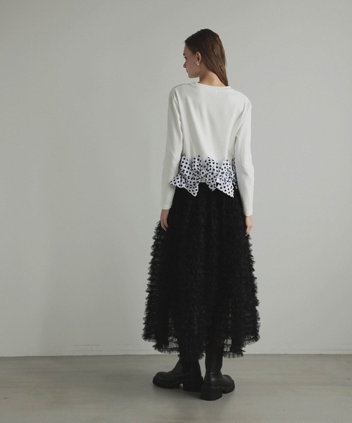 MERAKI(メラキ)の「リボンヘムカットトップス(その他トップス・レディース・ホワイト/ブラック系その他/ブラック/ホワイト系その他・FREE)」の7枚目の写真