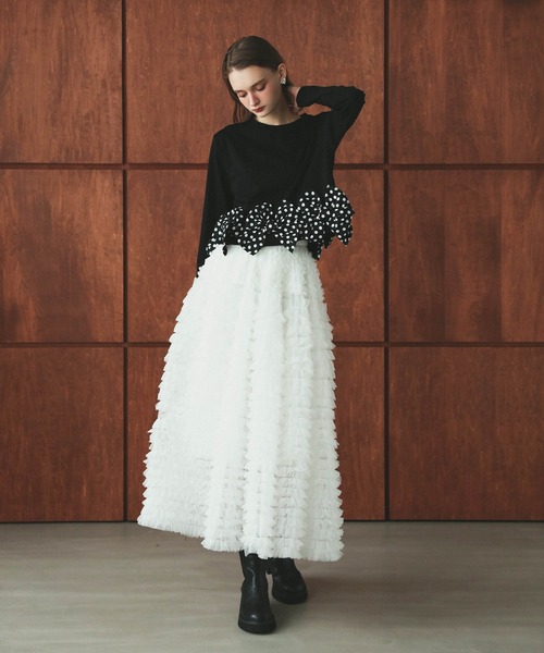 MERAKI(メラキ)の「リボンヘムカットトップス(その他トップス・レディース・ホワイト/ブラック系その他/ブラック/ホワイト系その他・FREE)」の11枚目の写真