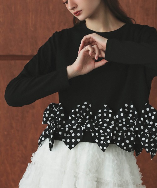MERAKI(メラキ)の「リボンヘムカットトップス(その他トップス・レディース・ホワイト/ブラック系その他/ブラック/ホワイト系その他・FREE)」の13枚目の写真
