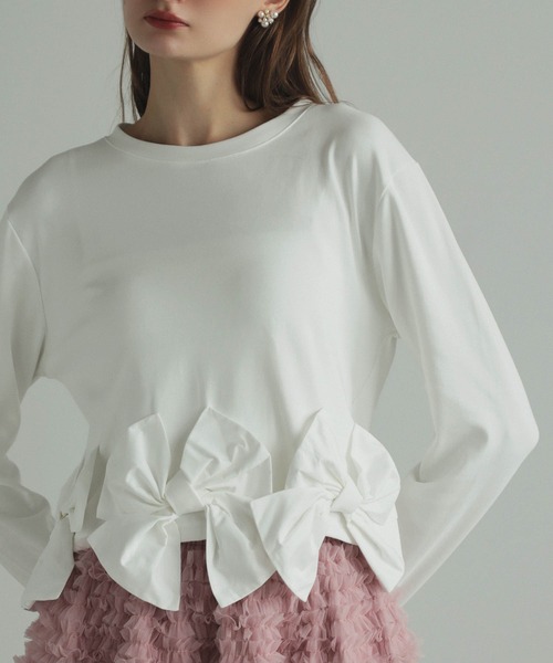 MERAKI(メラキ)の「リボンヘムカットトップス(その他トップス・レディース・ホワイト/ブラック系その他/ブラック/ホワイト系その他・FREE)」の21枚目の写真