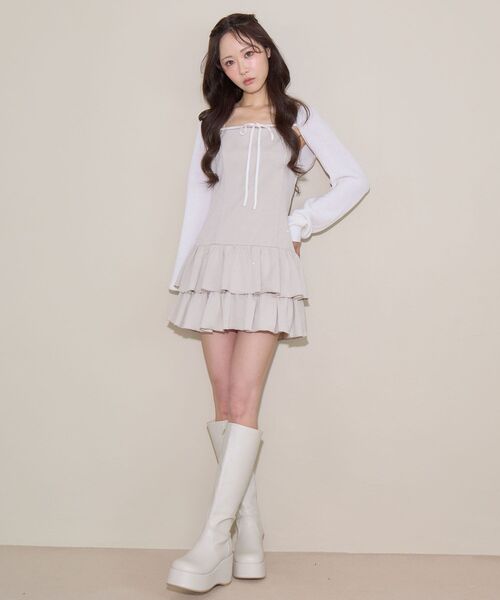MAJESTIC LEGON（マジェスティックレゴン）の「ボレロセットキラキラミニキャミワンピ（ワンピース・レディース・ブラック/ベージュ/ブラウン・MEDIUM）」の4枚目の写真