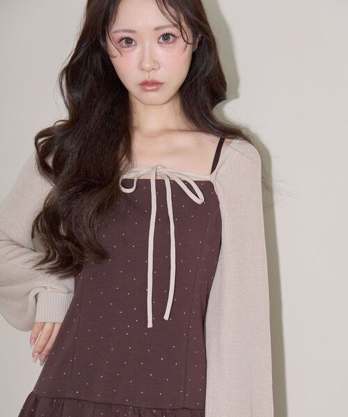 MAJESTIC LEGON（マジェスティックレゴン）の「ボレロセットキラキラミニキャミワンピ（ワンピース・レディース・ブラック/ベージュ/ブラウン・MEDIUM）」の20枚目の写真