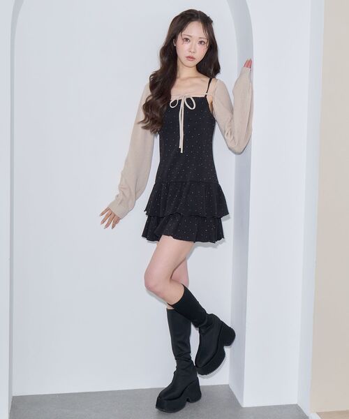 MAJESTIC LEGON（マジェスティックレゴン）の「ボレロセットキラキラミニキャミワンピ（ワンピース・レディース・ブラック/ベージュ/ブラウン・MEDIUM）」の21枚目の写真