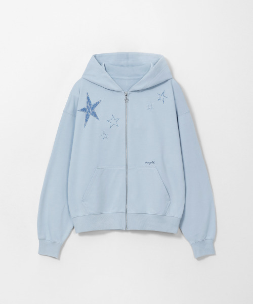MONGDOL(モンドル)の「スターグラフィック フーディー ジップアップ スカイブルー MDTS102SKYBLUE(パーカー・レディース・その他・F)」の7枚目の写真