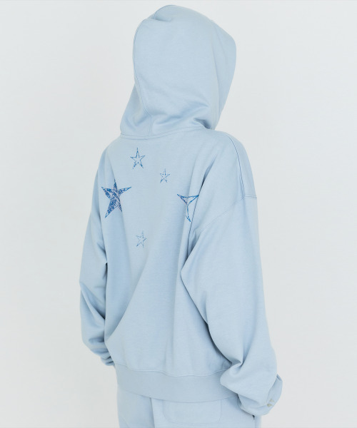 MONGDOL(モンドル)の「スターグラフィック フーディー ジップアップ スカイブルー MDTS102SKYBLUE(パーカー・レディース・その他・F)」の8枚目の写真