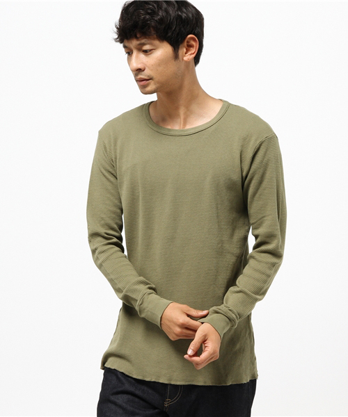 CAL.Berries(カルベリーズ)の「CAL.Berries: クルーネック サーマル(Tシャツ/カットソー・メンズ・ブラック/オリーブ/ホワイト・SMALL/MEDIUM)」の6枚目の写真