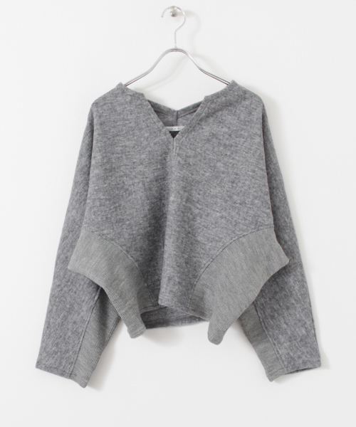 KBF（ケイビーエフ）の「KBF サイドリブドルマンプルオーバー（ニット/セーター・レディース・グレー/ブラック/ピンク・ONE）」の6枚目の写真