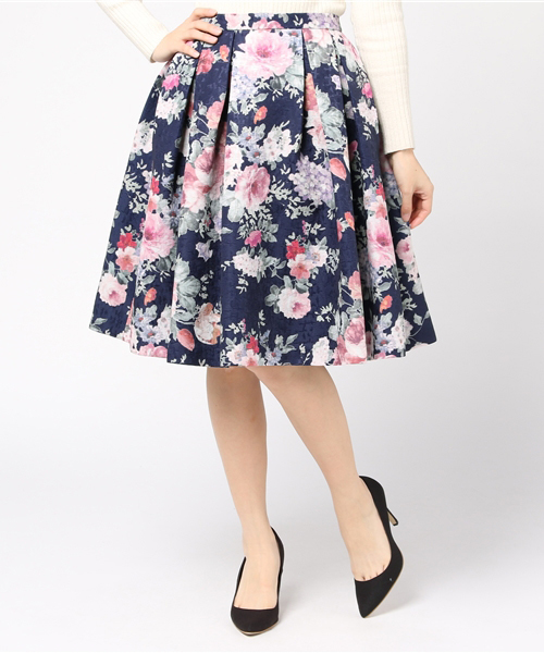 L Est Rose レストローズ の フラワープリントジャガードスカート スカート Wear