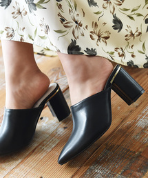 Luz Llena (glifeed）  | ゴールドヒールキャップミュール(パンプス)