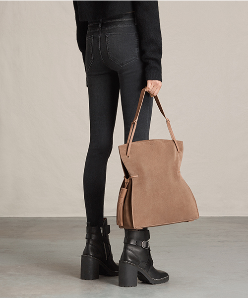 ALLSAINTS（オールセインツ）の「FREEDOM HOBO SLOUCHY（ショルダーバッグ・レディース・グレー/キャメル・ONE SIZE）」の3枚目の写真