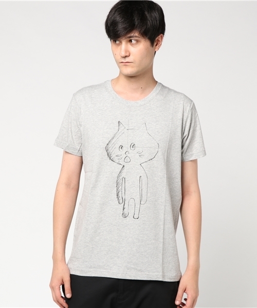 にゃー（ニャー）の「S らふにゃー Ｔ（Tシャツ/カットソー・メンズ・ホワイト/グレー・03）」の2枚目の写真
