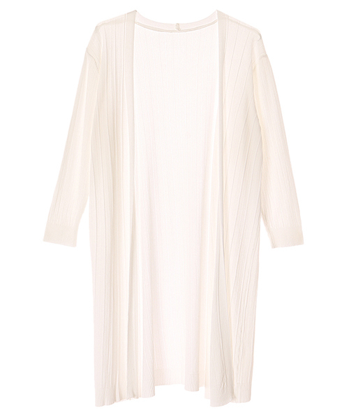 fifth（フィフス）の「シンプルロングニットサマーカーディガン（カーディガン/ボレロ・レディース・ブラック/ホワイト/ベージュ/グレー・MEDIUM）」の2枚目の写真