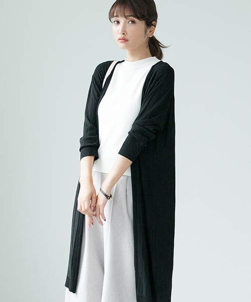 fifth（フィフス）の「シンプルロングニットサマーカーディガン（カーディガン/ボレロ・レディース・ブラック/ホワイト/ベージュ/グレー・MEDIUM）」の3枚目の写真