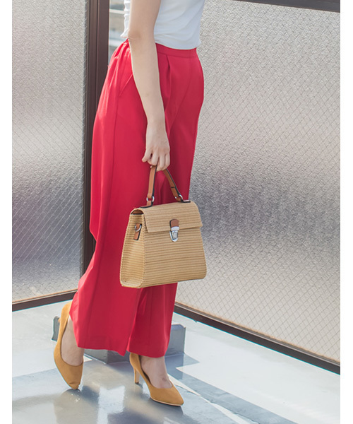 Re:EDIT（リエディ）の「ストレッチ美脚ワイドパンツ（その他パンツ・レディース・ベージュ/プラム/マスタード/モカ/ネイビー/グレー/レッド/ホワイト/ブラック/チャコールグレー/ブルー・LARGE/SMALL/X-LARGE/MEDIUM）」の11枚目の写真