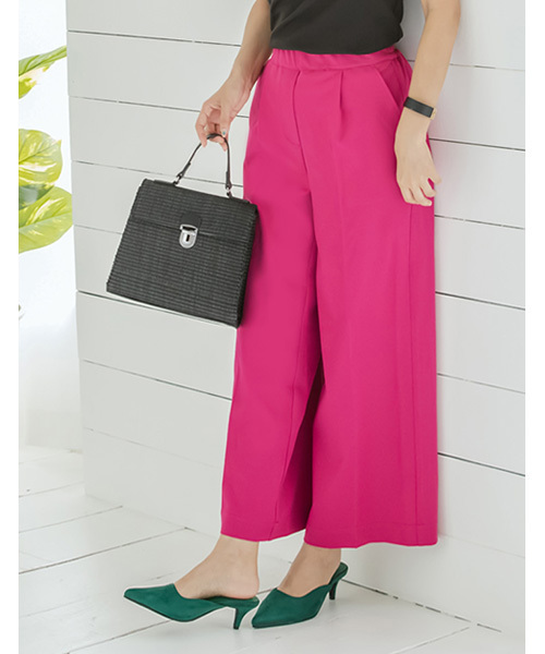 Re:EDIT（リエディ）の「ストレッチ美脚ワイドパンツ（その他パンツ・レディース・ベージュ/プラム/マスタード/モカ/ネイビー/グレー/レッド/ホワイト/ブラック/チャコールグレー/ブルー・LARGE/SMALL/X-LARGE/MEDIUM）」の9枚目の写真