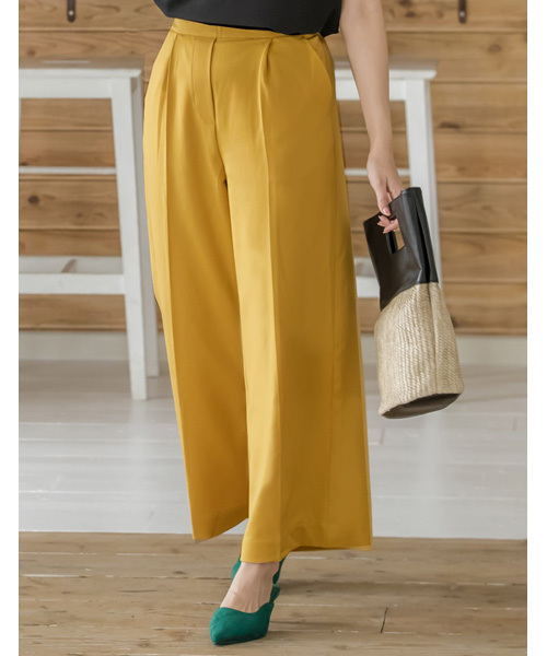 Re:EDIT（リエディ）の「ストレッチ美脚ワイドパンツ（その他パンツ・レディース・ベージュ/プラム/マスタード/モカ/ネイビー/グレー/レッド/ホワイト/ブラック/チャコールグレー/ブルー・LARGE/SMALL/X-LARGE/MEDIUM）」の10枚目の写真