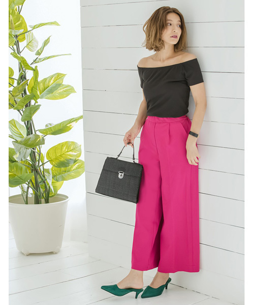 Re:EDIT（リエディ）の「ストレッチ美脚ワイドパンツ（その他パンツ・レディース・ベージュ/プラム/マスタード/モカ/ネイビー/グレー/レッド/ホワイト/ブラック/チャコールグレー/ブルー・LARGE/SMALL/X-LARGE/MEDIUM）」の22枚目の写真