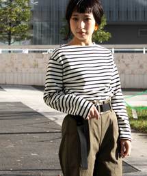 Denime | ヘビーボーダーボートネックロンＴ:LADIES(Tシャツ/カットソー)