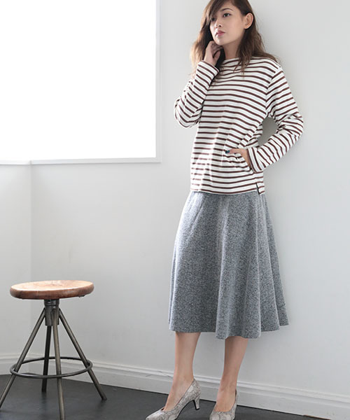 Denime(ドゥニーム)の「ヘビーボーダーボートネックロンT:LADIES(Tシャツ/カットソー・レディース・ネイビー/ブルー系その他/ブラウン系その他/レッド系その他・FREE)」の22枚目の写真