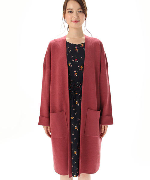 Honeys（ハニーズ）の「ハーフミラノリブ生地を使ったロングカーディガン（カーディガン/ボレロ・レディース・グリーン/杢グレー/ピンク/アイボリー/ブラック・L/M）」の16枚目の写真