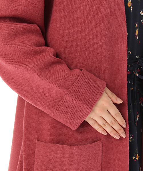 Honeys（ハニーズ）の「ハーフミラノリブ生地を使ったロングカーディガン（カーディガン/ボレロ・レディース・グリーン/杢グレー/ピンク/アイボリー/ブラック・L/M）」の19枚目の写真