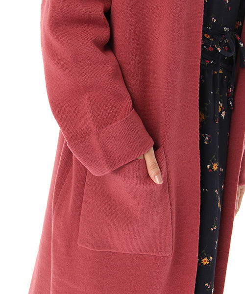 Honeys（ハニーズ）の「ハーフミラノリブ生地を使ったロングカーディガン（カーディガン/ボレロ・レディース・グリーン/杢グレー/ピンク/アイボリー/ブラック・L/M）」の20枚目の写真