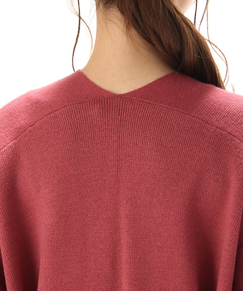 Honeys（ハニーズ）の「ハーフミラノリブ生地を使ったロングカーディガン（カーディガン/ボレロ・レディース・グリーン/杢グレー/ピンク/アイボリー/ブラック・L/M）」の10枚目の写真