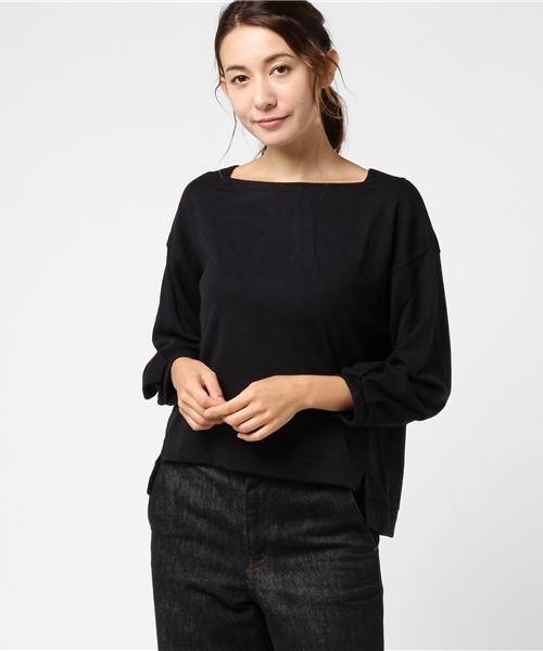 earth music&ecology(アースミュージックアンドエコロジー)の「ミラノリブ風ボートネックプルオーバー(Tシャツ/カットソー・レディース・ライトグレー/ネイビー/アイボリー/キャメル/その他24/その他26・FREE)」の4枚目の写真
