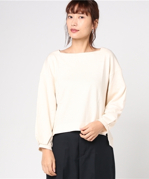 earth music&ecology(アースミュージックアンドエコロジー)の「ミラノリブ風ボートネックプルオーバー(Tシャツ/カットソー・レディース・ライトグレー/ネイビー/アイボリー/キャメル/その他24/その他26・FREE)」の2枚目の写真