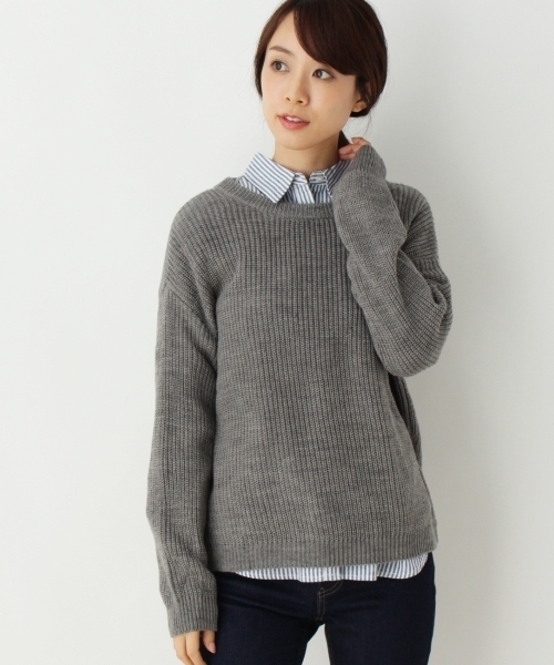 Hushush ハッシュアッシュ の 畦ニット ネルシャツset ニット セーター Wear