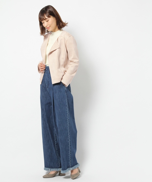 laboratory work（ラボラトリーワーク）の「ダブルフェイスフェイクスエードライダース（ブルゾン・レディース・ピンク/ライトグレー/サックスブルー・MEDIUM）」の13枚目の写真