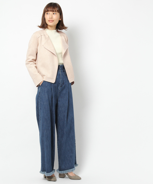 laboratory work（ラボラトリーワーク）の「ダブルフェイスフェイクスエードライダース（ブルゾン・レディース・ピンク/ライトグレー/サックスブルー・MEDIUM）」の5枚目の写真