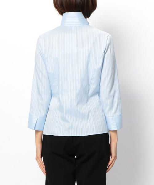 NARACAMICIE(ナラカミーチェ)の「サテンストライプスタンドカラー七分袖シャツ(シャツ/ブラウス・レディース・ホワイト/ピンク/ライトブルー・SMALL/LARGE/MEDIUM)」の12枚目の写真