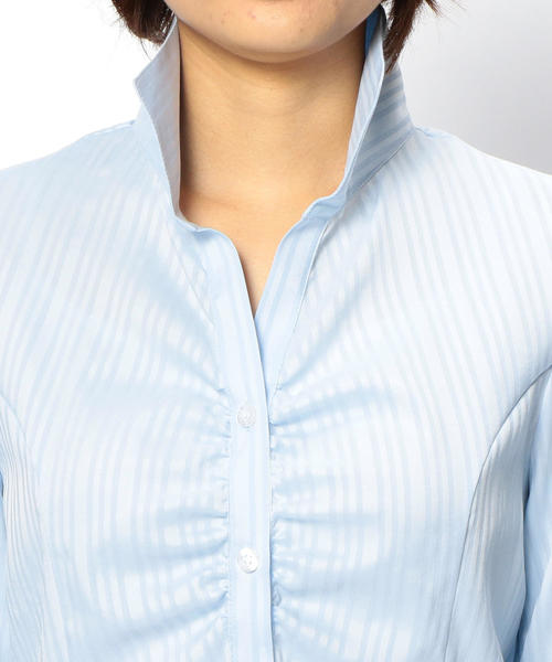 NARACAMICIE(ナラカミーチェ)の「サテンストライプスタンドカラー七分袖シャツ(シャツ/ブラウス・レディース・ホワイト/ピンク/ライトブルー・SMALL/LARGE/MEDIUM)」の11枚目の写真