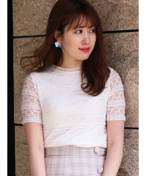 dazzlin（ダズリン）の「フリルレーストップス（シャツ/ブラウス・レディース・ブラック/オフホワイト/ブルー・FREE）」の2枚目の写真