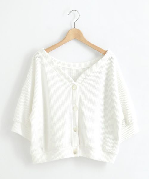 amelier MAJESTIC LEGON（アメリエルマジェスティックレゴン）の「ワッフルボリュームカーディガン（カーディガン/ボレロ・レディース・アイボリー/レッド/ブラック・FREE）」の2枚目の写真