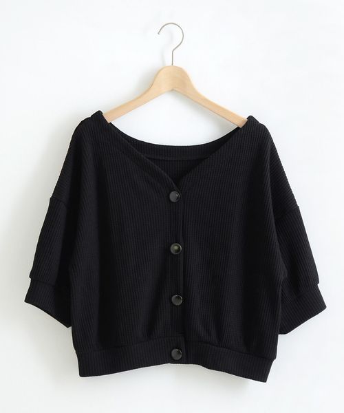 amelier MAJESTIC LEGON（アメリエルマジェスティックレゴン）の「ワッフルボリュームカーディガン（カーディガン/ボレロ・レディース・アイボリー/レッド/ブラック・FREE）」の3枚目の写真