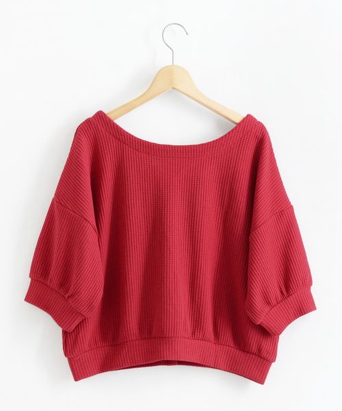 amelier MAJESTIC LEGON（アメリエルマジェスティックレゴン）の「ワッフルボリュームカーディガン（カーディガン/ボレロ・レディース・アイボリー/レッド/ブラック・FREE）」の5枚目の写真