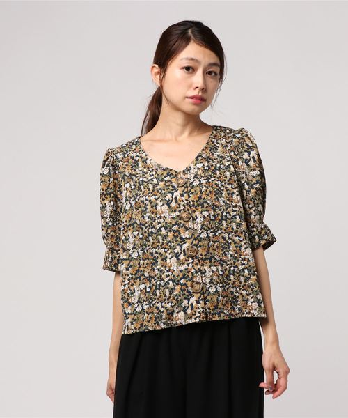 WEGO（ウィゴー）の「WEGO/フラワーパフスリーブブラウス（シャツ/ブラウス・レディース・ネイビー/マスタード・FREE）」の5枚目の写真