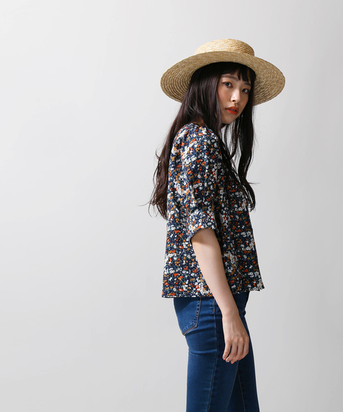 WEGO（ウィゴー）の「WEGO/フラワーパフスリーブブラウス（シャツ/ブラウス・レディース・ネイビー/マスタード・FREE）」の9枚目の写真