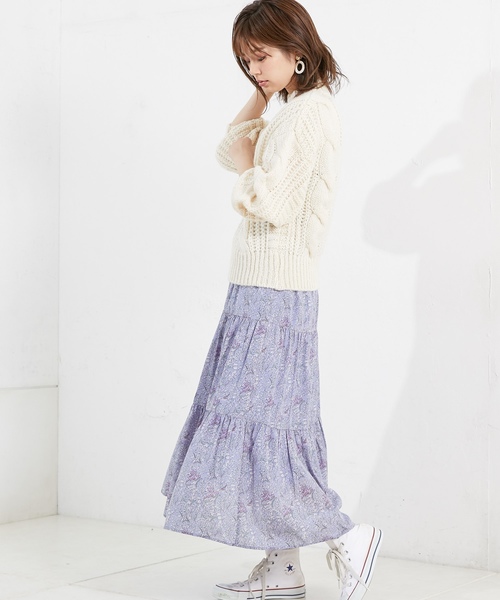 natural couture（ナチュラルクチュール）の「ティアードロングスカート（スカート・レディース・ベージュ/パープル/ブラウン/ブラック系その他/ブルー系その他・FREE）」の5枚目の写真