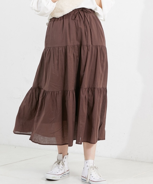 natural couture（ナチュラルクチュール）の「ティアードロングスカート（スカート・レディース・ベージュ/パープル/ブラウン/ブラック系その他/ブルー系その他・FREE）」の3枚目の写真