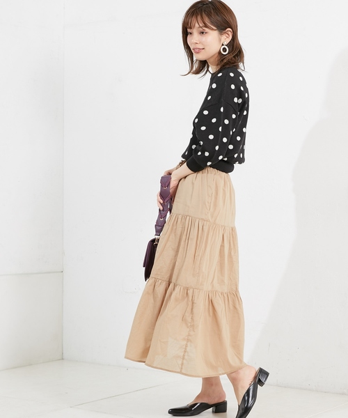 natural couture（ナチュラルクチュール）の「ティアードロングスカート（スカート・レディース・ベージュ/パープル/ブラウン/ブラック系その他/ブルー系その他・FREE）」の11枚目の写真