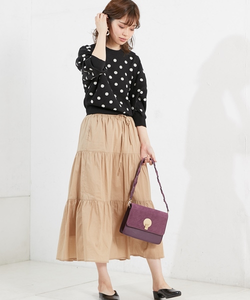 natural couture（ナチュラルクチュール）の「ティアードロングスカート（スカート・レディース・ベージュ/パープル/ブラウン/ブラック系その他/ブルー系その他・FREE）」の12枚目の写真