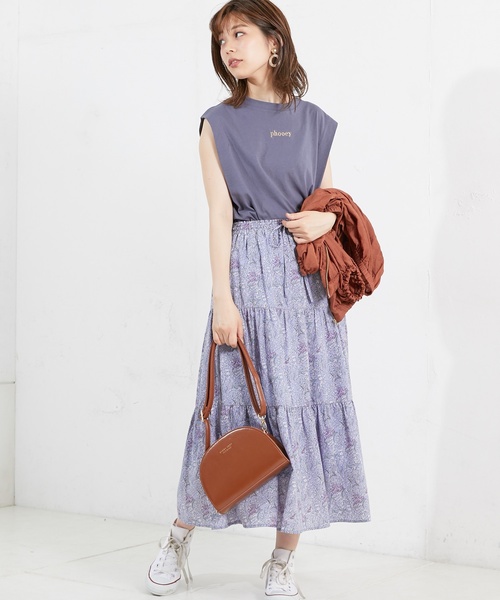 natural couture（ナチュラルクチュール）の「ティアードロングスカート（スカート・レディース・ベージュ/パープル/ブラウン/ブラック系その他/ブルー系その他・FREE）」の13枚目の写真